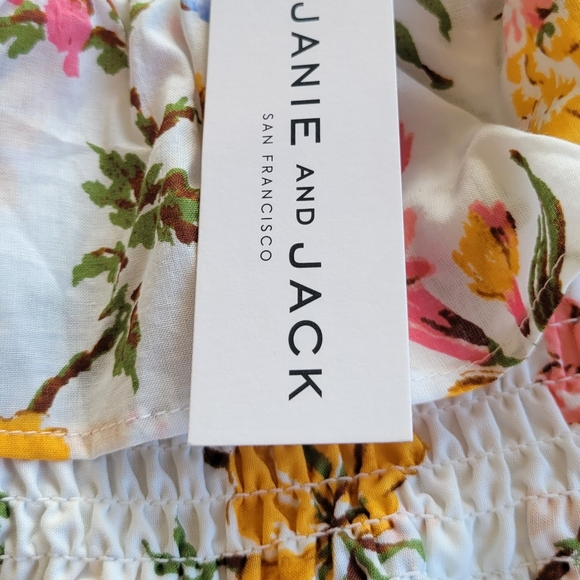 Janie and Jack Flower Dress Cotton Pink Floral Rose Flared Dress Girls 12/18 M - Picture 3 of 10